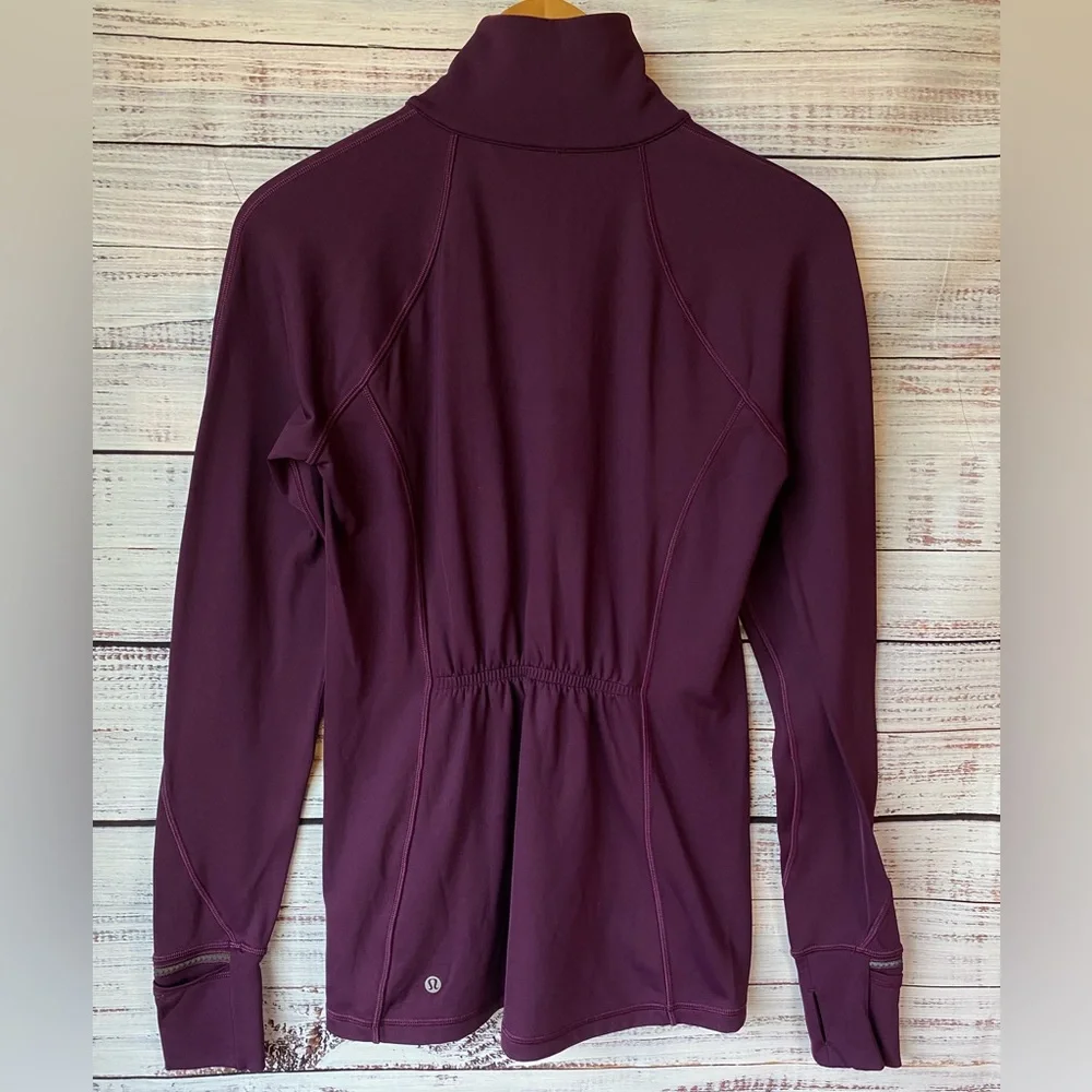 Lululemon First Mile 1/4 Zip‎ Darkest Magenta Purple Stretch Pullover size 8